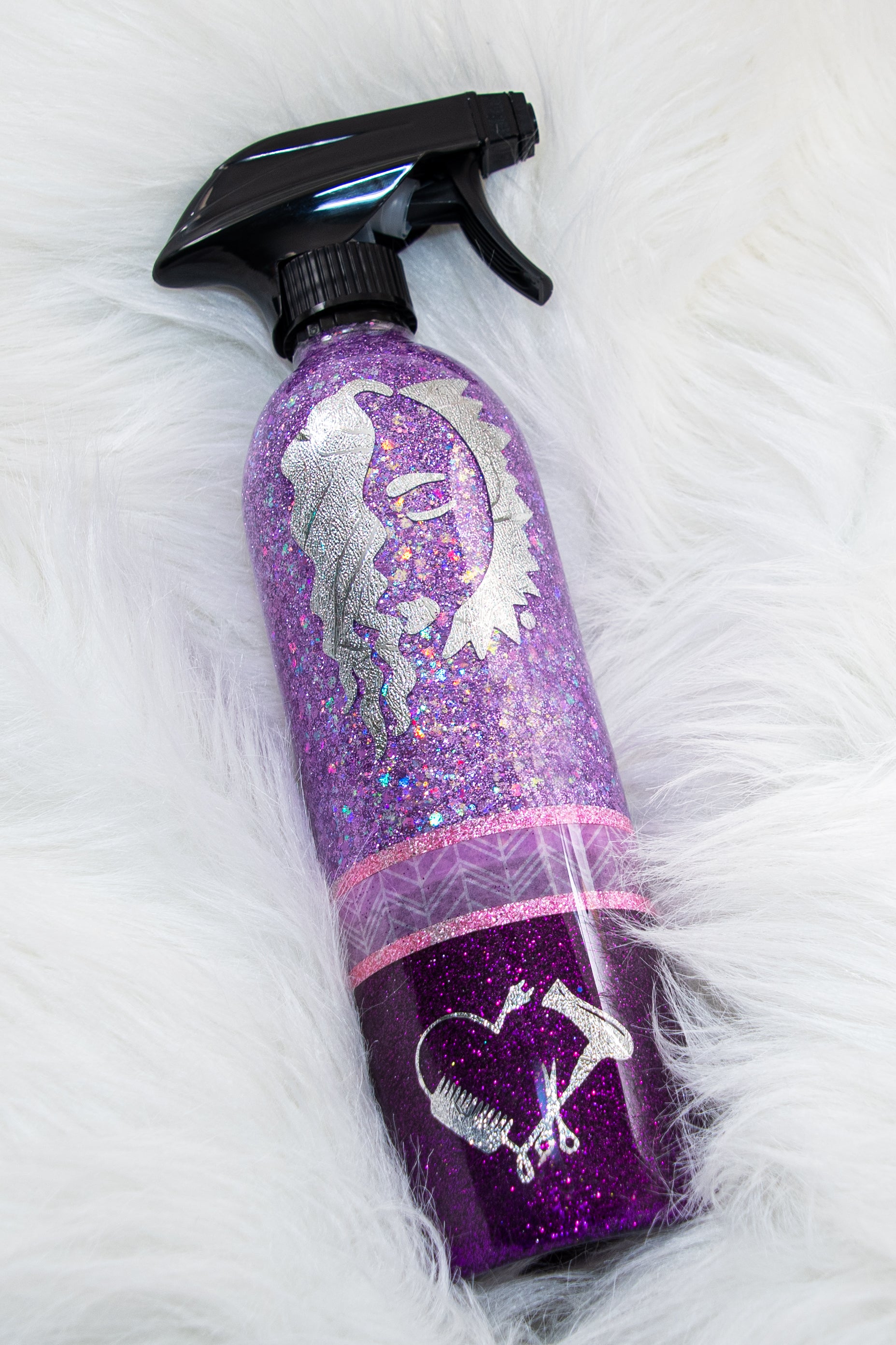 Beautiful Purple Glittered Spritz Bottle