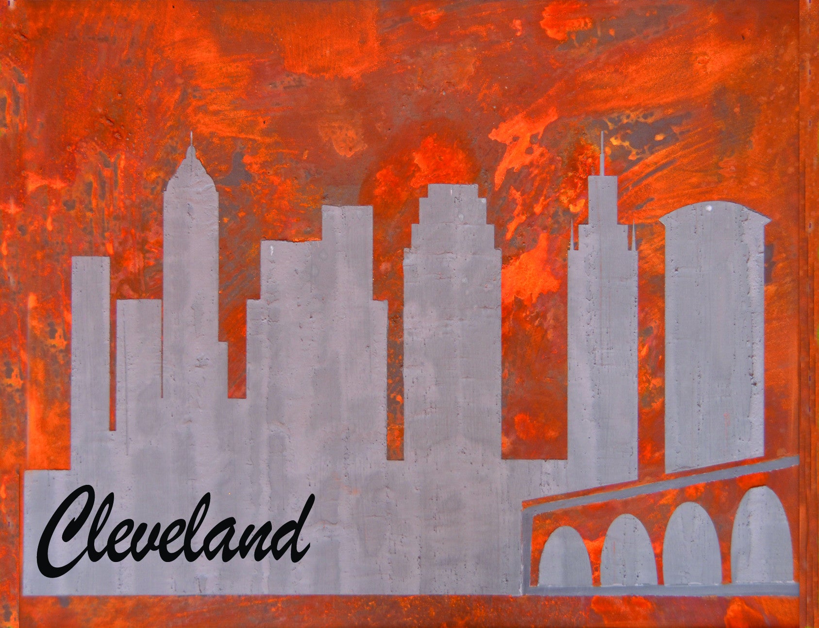 Rusted Cleveland Skyline Greeting Card - Shirley's Loft