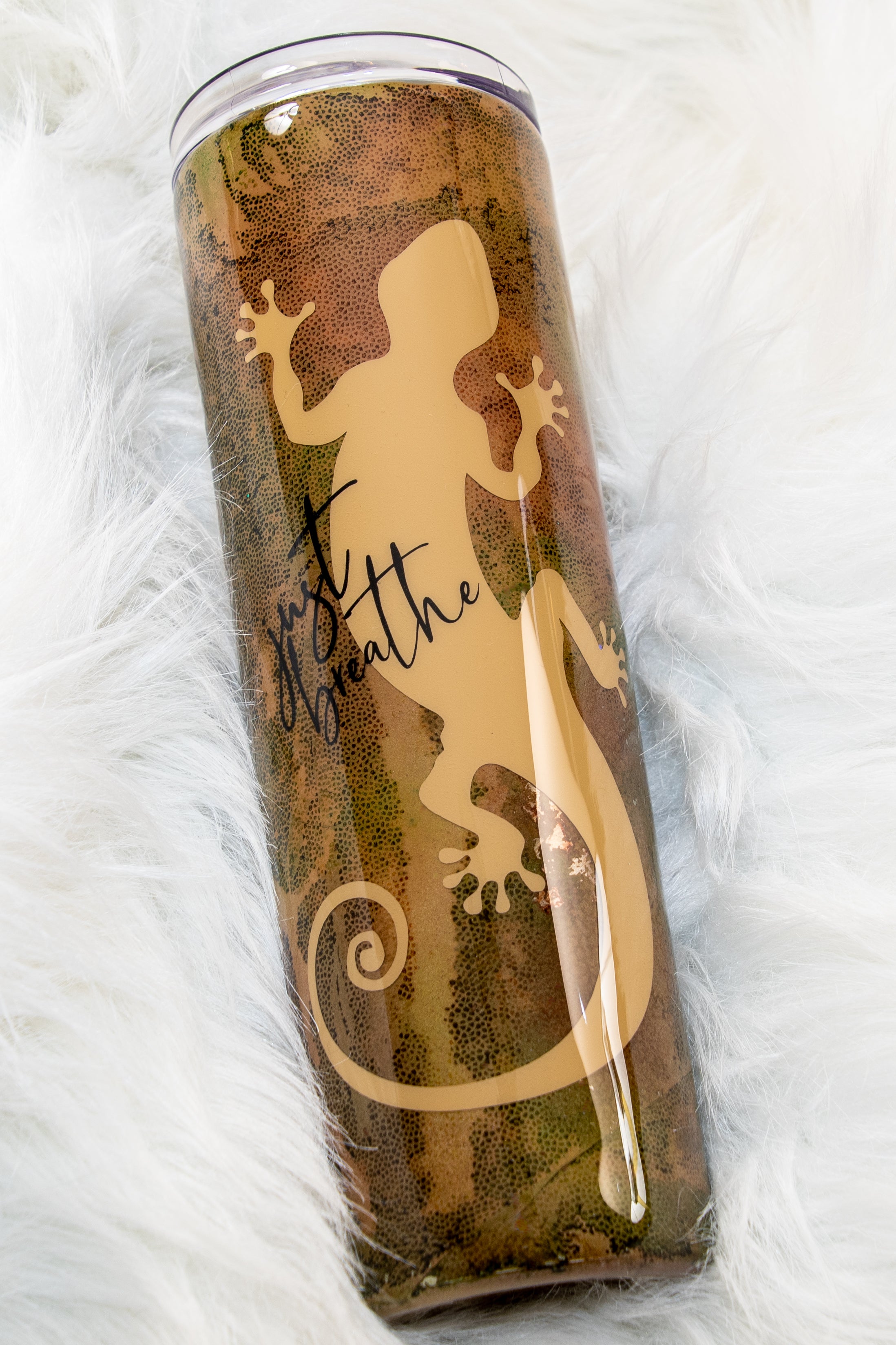 Painted Gecko Just Breathe ~ 20 Ounce Stainless Steel Tumbler