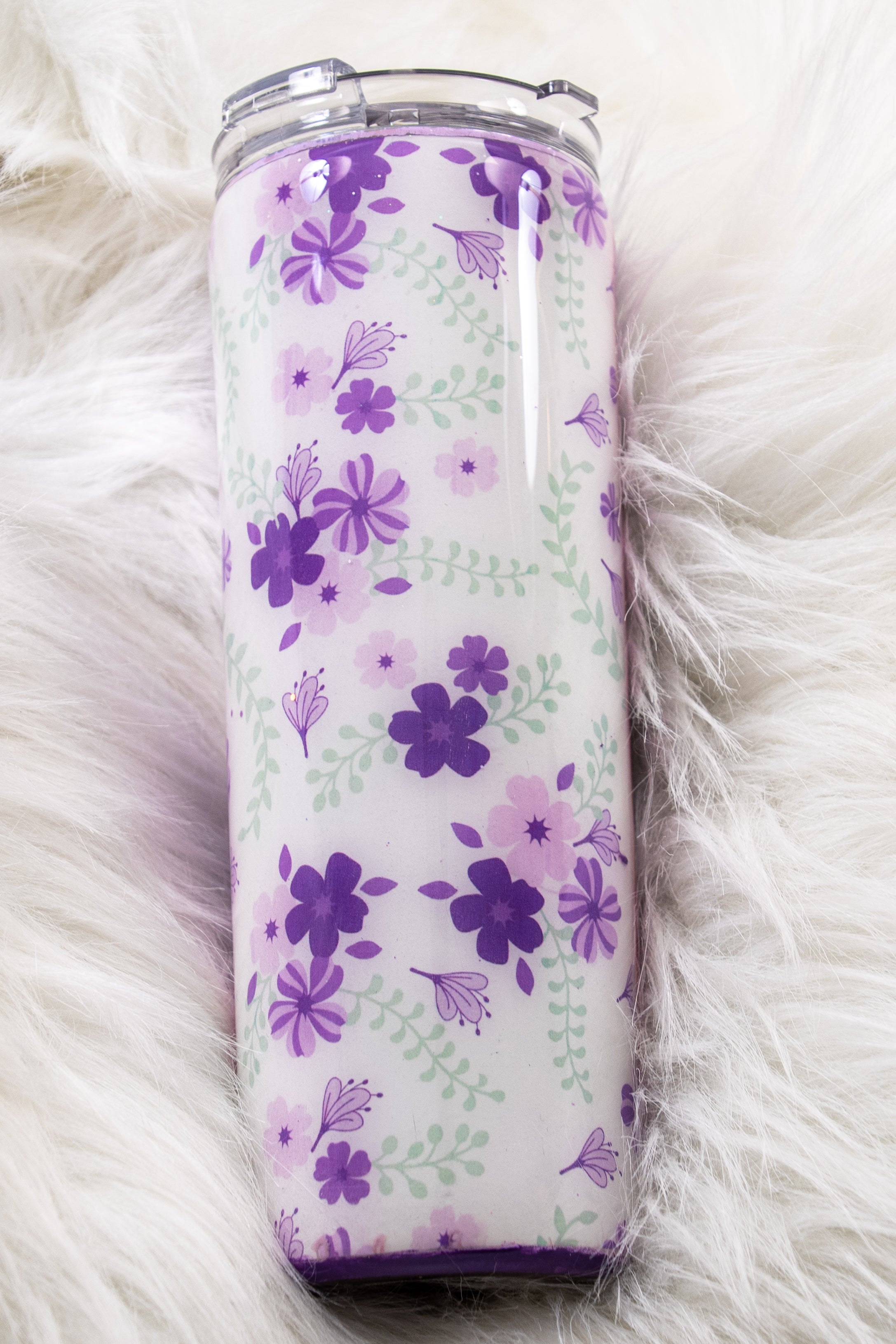 Glittered Purple  Floral Customized 30 Ounce Stainless Steel Tumbler