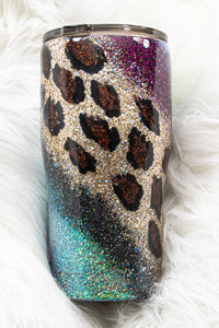 Glittered Cheetah Swirl 20 Ounce Modern Curve ~ Stainless Steel Tumbler