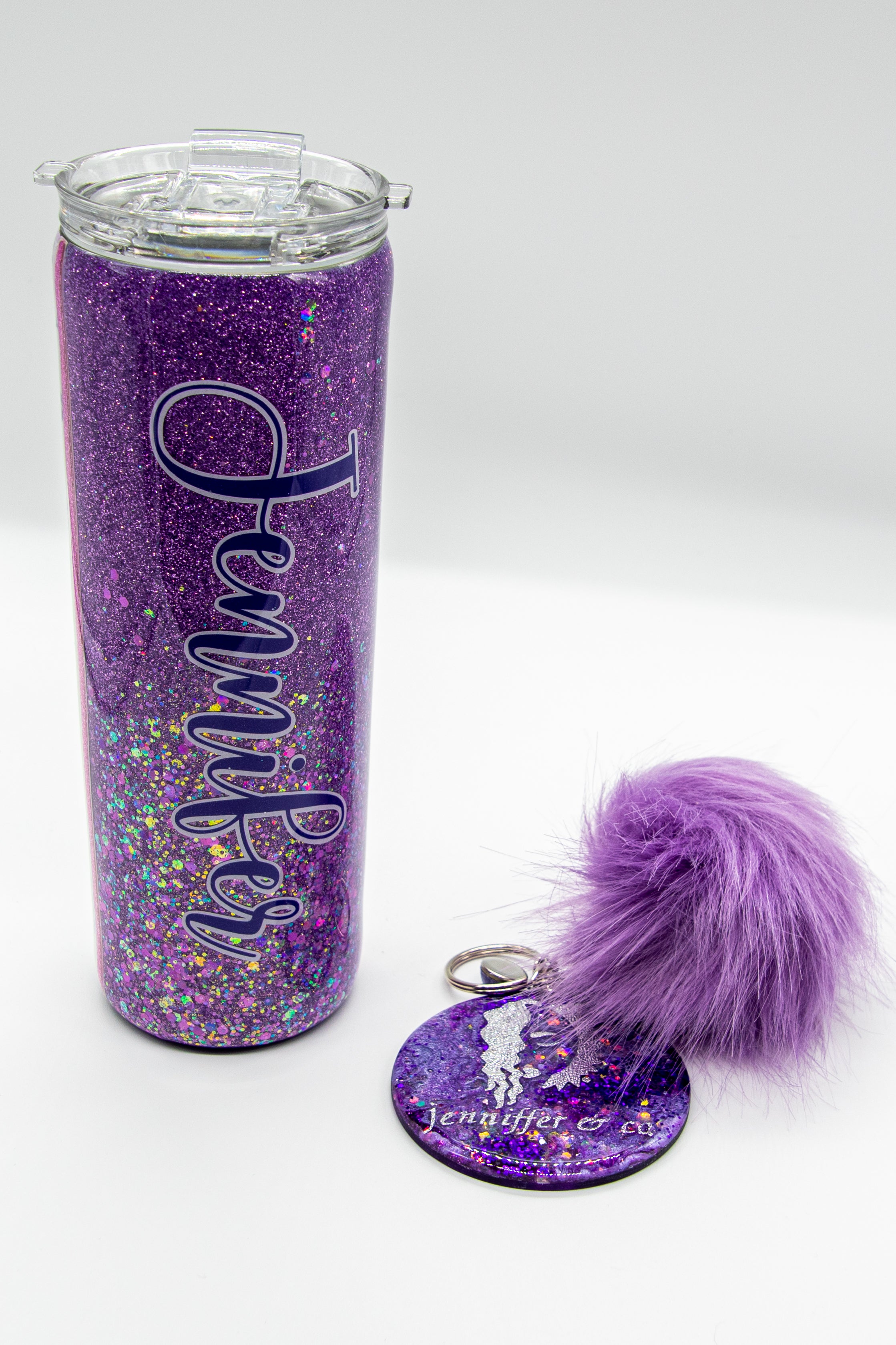 Glittered Purple  Floral Customized 30 Ounce Stainless Steel Tumbler