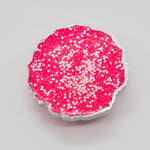 Pink Glittered Phone Grip with Silver Edging on a White Base HOT PINK AND SILVER GLITTERED PHONE GRIP WITH SILVER EDGING ON A WHITE BASE