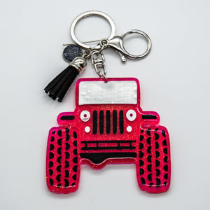 HER HOT PINK JEEP
