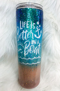 Glittered Ocean ~ A Marlin in the Sea ~ 30 Ounce  Stainless Steel Tumbler