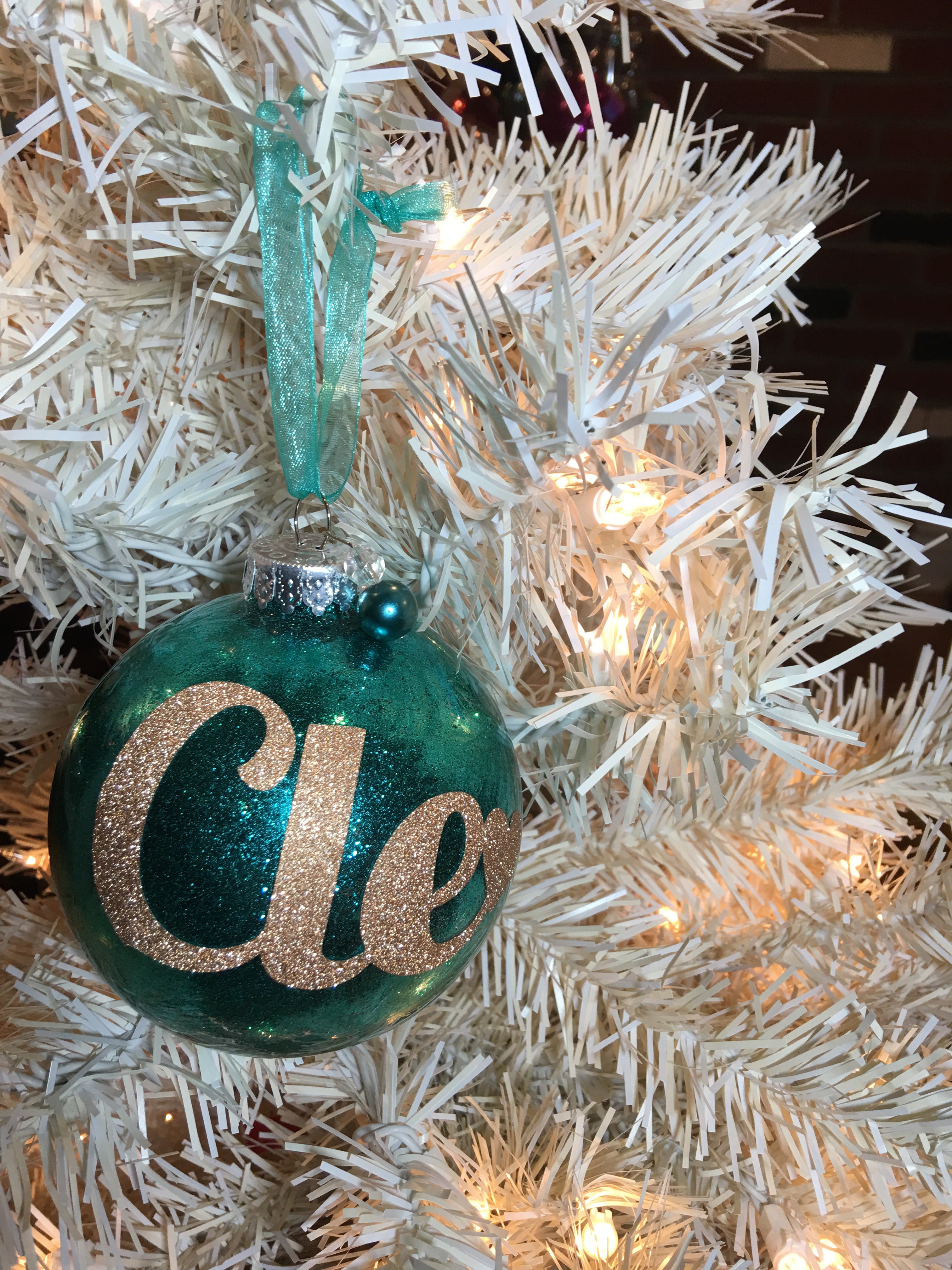 Large Turquoise and Gold 4" Signature Ornament - Holiday Glitz Collection